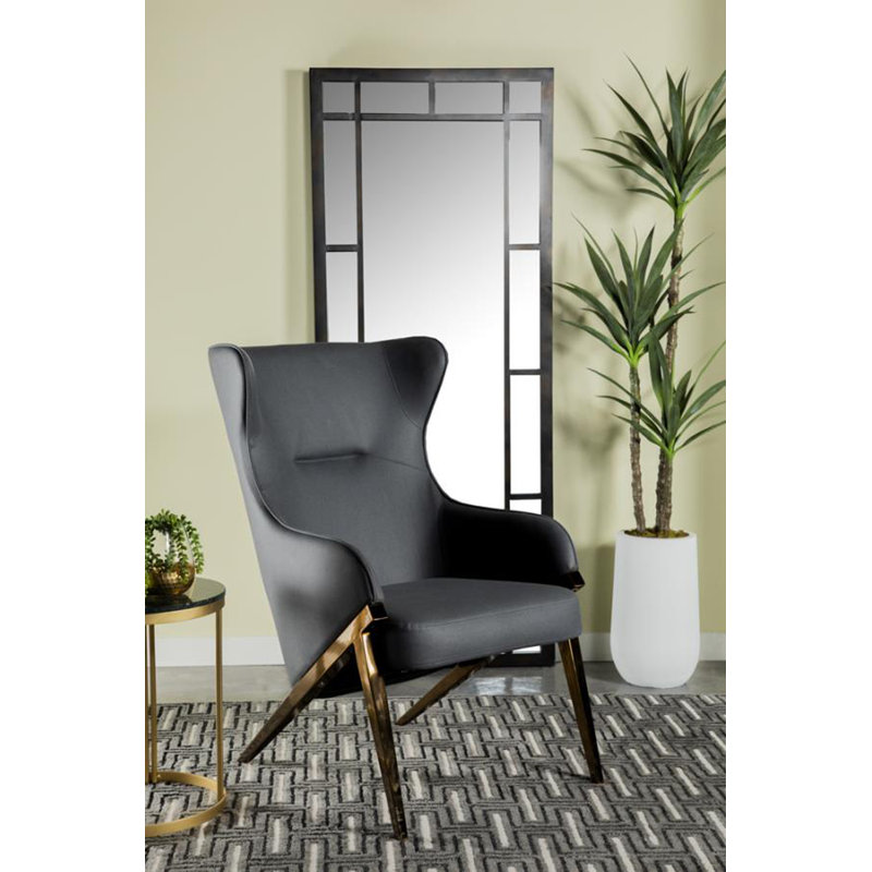 Abdelhadi Faux Leather Armchair, Abdelhadi Slate Gray Faux Leather