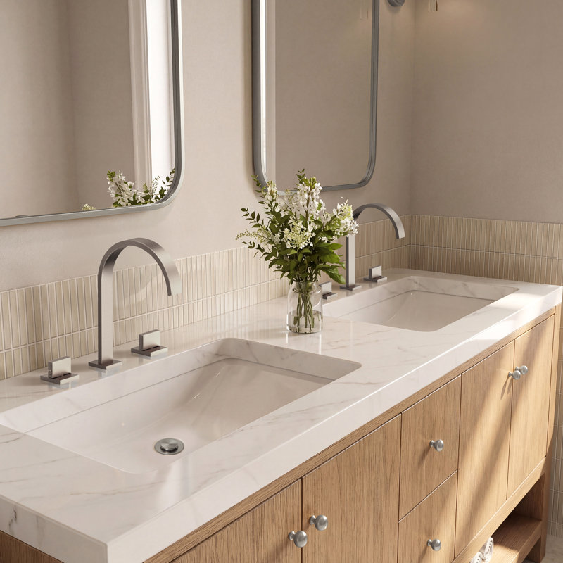Robinet de salle de bain surdimensionné à 3 trous et 2 poignées avec drain, Nickel brossé
