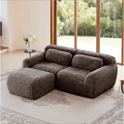 Canapé en forme de L sans os, tissu moelleux moelleux et moelleux, avec éponge haute densité 32D, sans assemblage requis, conception ergonomique inférieure antidérapante, avec coussins décoratifs, convient aux chambres à coucher