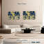 Motif floral bleu et jaune sur toile-1802376675