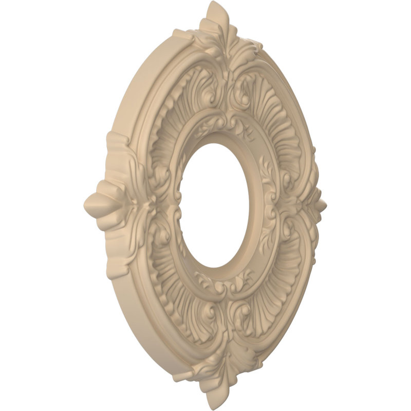 Médaillon de plafond en PVC thermoformé Attica, 10" H x 10" W x 0.75" D, Beige fumé satiné UltraCover