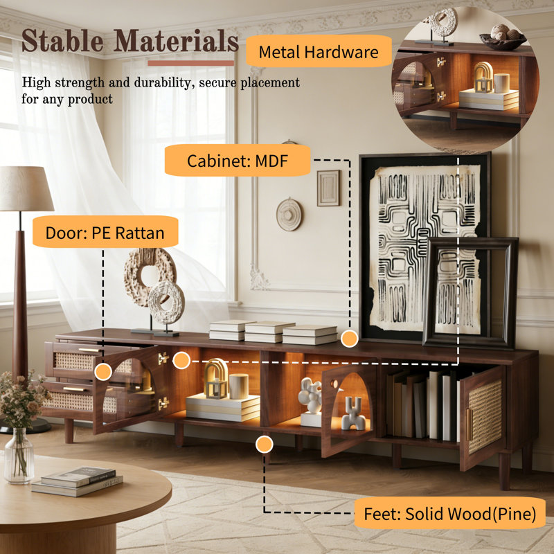 Meuble télé 86 po pour téléviseur de 90 po ou moins, 86" Dark Brown