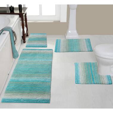 Red Barrel Studio® Domynick Floral Design 3 Piece Bathroom Rugs Set -  Non-Slip Ultra Thin Bath Rugs For Bathroom Floor - Washable Cotton Bathroom  Mats Set