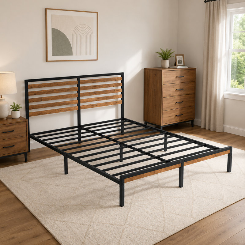 Grand lit plateforme avec rangement sous le lit