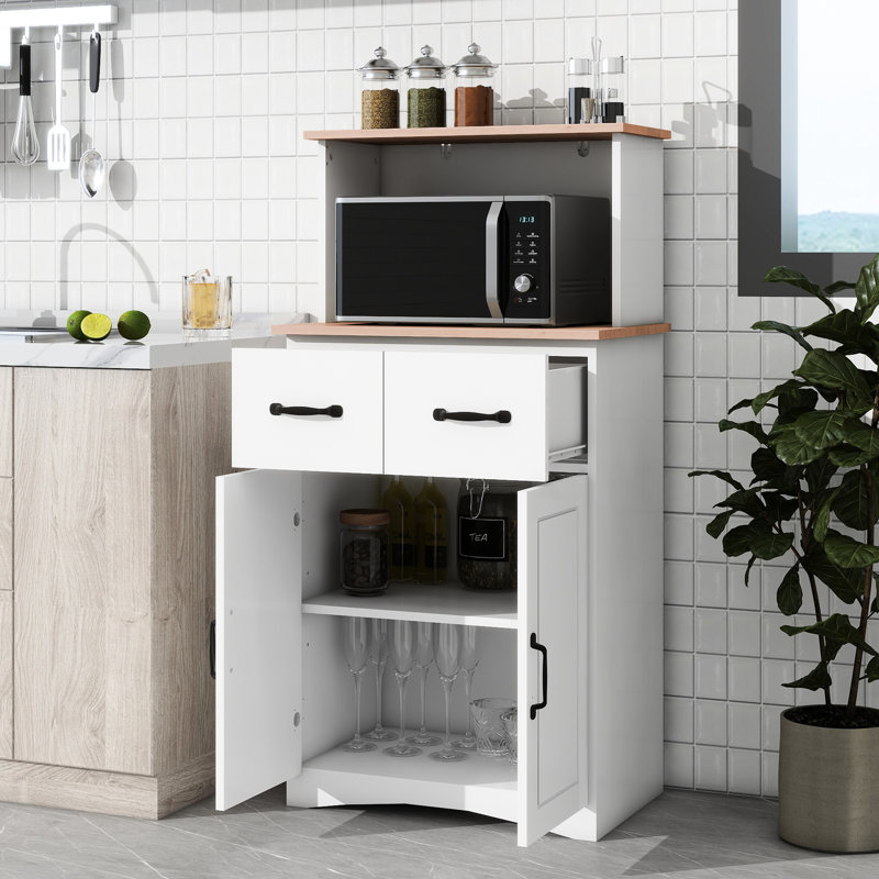 Armoire de cuisine en bois avec garde-manger et micro-ondes avec tiroir de rangement