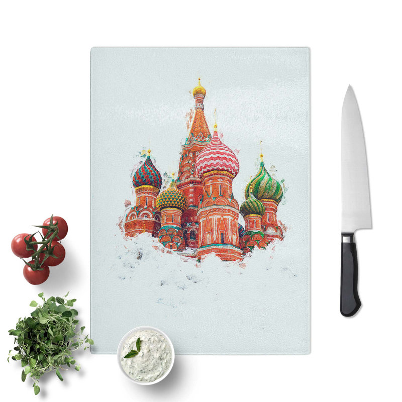 Tempered Glass St Basils Cathedral in Moscow Chopping Board, 28.5 cm W x 39 cm L