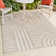 Alexuss High-Low MidCentury Modern Arch Stripe Two-Tone Beige/Cream Indoor/Outdoor Rug