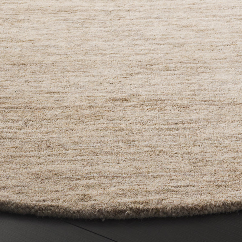 Funchess Handloomed Wool Cotton Rug in Beige, Round 6'