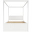 Lit plateforme à baldaquin Ringler avec lit gigogne double, 3 tiroirs de rangement et tête de lit à lattes verticales pour une utilisation polyvalente dans la chambre Ringler-134009122-134009124