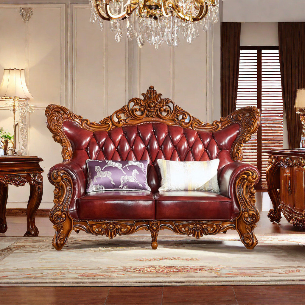 Romero European style cowhide solid wood sofa - Wayfair Canada