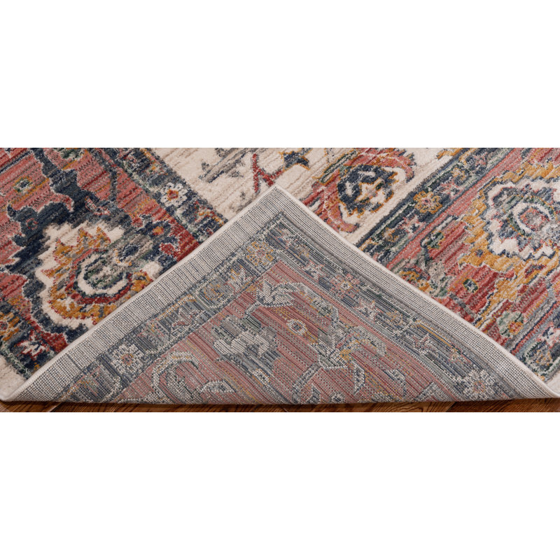 Oriental Machine-Made Ivory / Red, Rectangle 5'3" x 8'