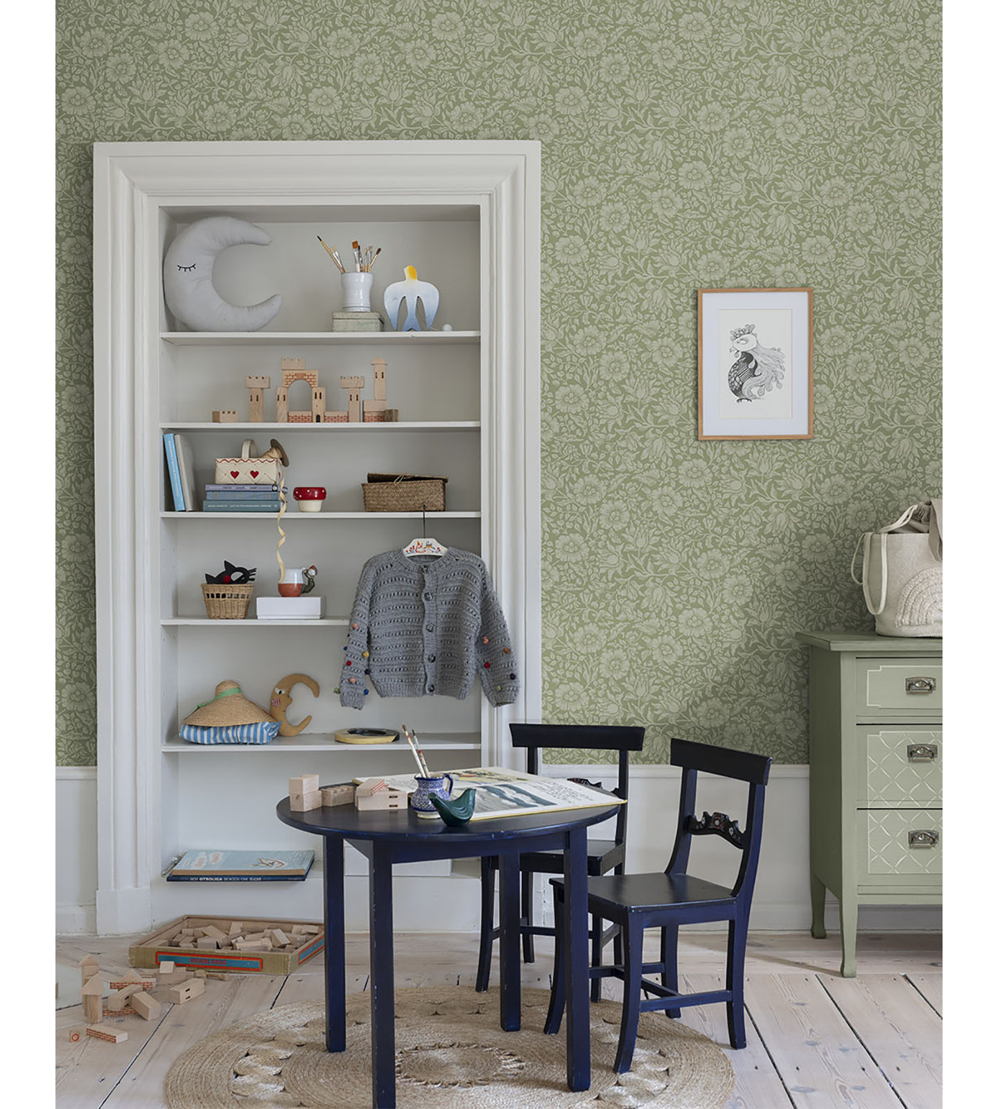 Mallow Floral Wallpaper, Green
