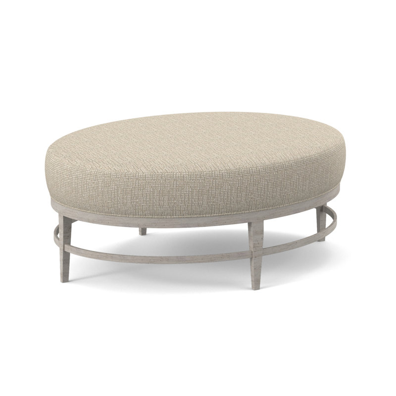 Elliptic Boucle and Velvet Ottoman, Stepping Stones Ivory Viscose, Bisque