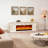 European Retro Light Luxury Oak Fireplace TV Stand, White/Dark Brown Available, Simulated Flame Electric Heating Decorative Floor Cabinet-128948195