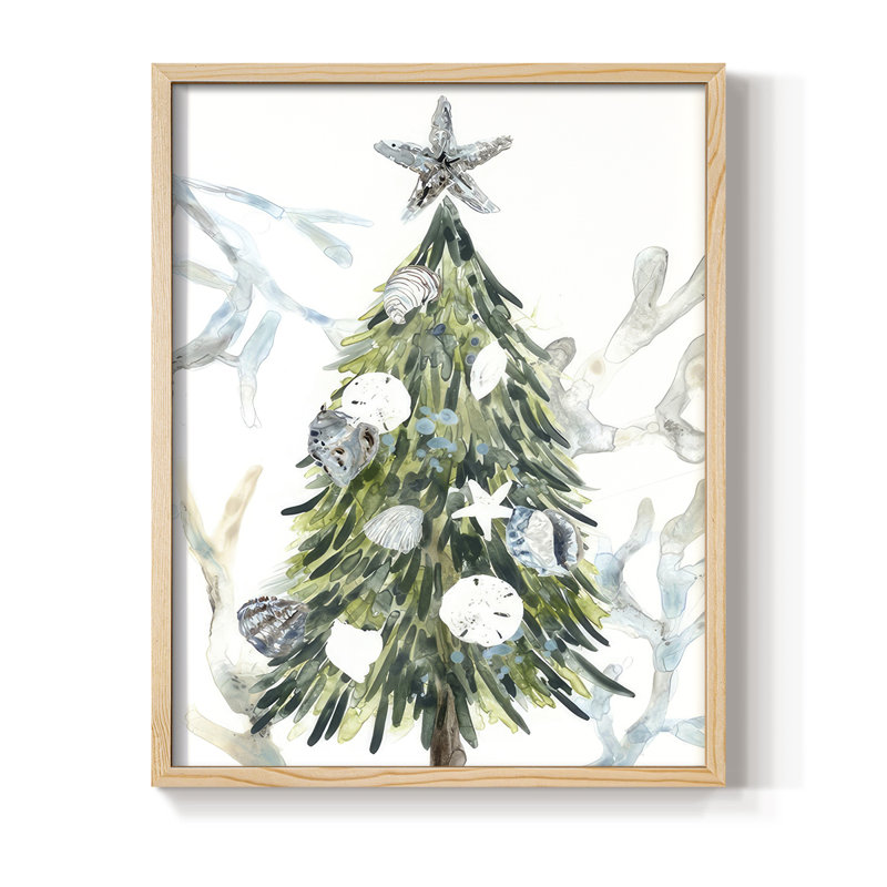 Coastal Christmas Shell Collection, reproduction encadrée B - bois massif, Naturel, H 11 po x l 9 po