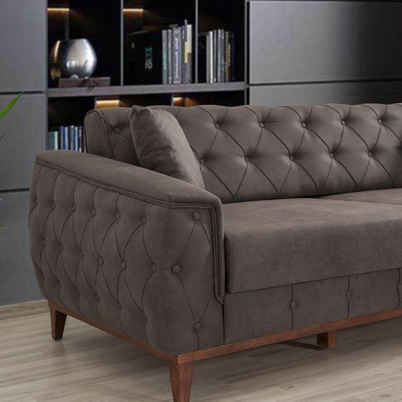 Ensemble de salon 2 pièces Foulger, 100 % polyester anthracite
