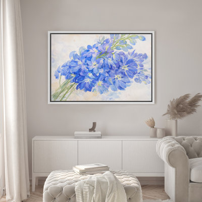 Blue Wildflower Bouquet Botanical Flower Art Framed Canvas Master Bedroom Wall Art Work Print