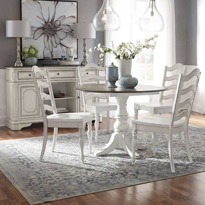 Colchester Silvestre Drop Leaf Dining Set w/ Ladder Back Side Chairs, 5 Pieces: Table, 4 Chairs