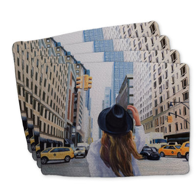 Braided Polyester Mindaugas Set of 4 - NYC Travel Theme Decor