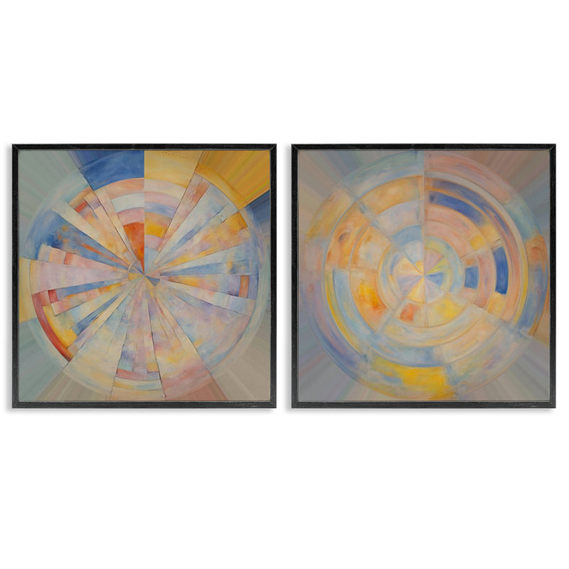 Ensemble de 2 giclées Centric Circle Geometrics par Noah Bay, H 12 po x l 12 po, Giclée encadrée noir minuit