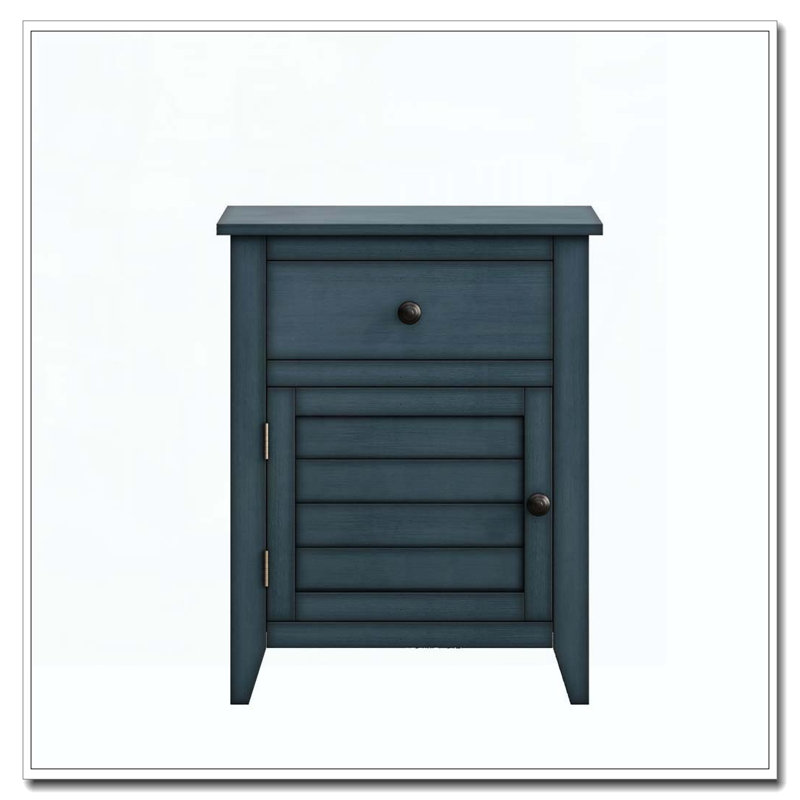 Table de chevet avec rangement, table de bout, Bleu antique