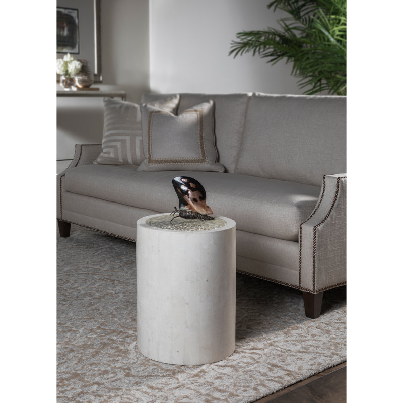 Gray Round Stone Transitional Occasional Table