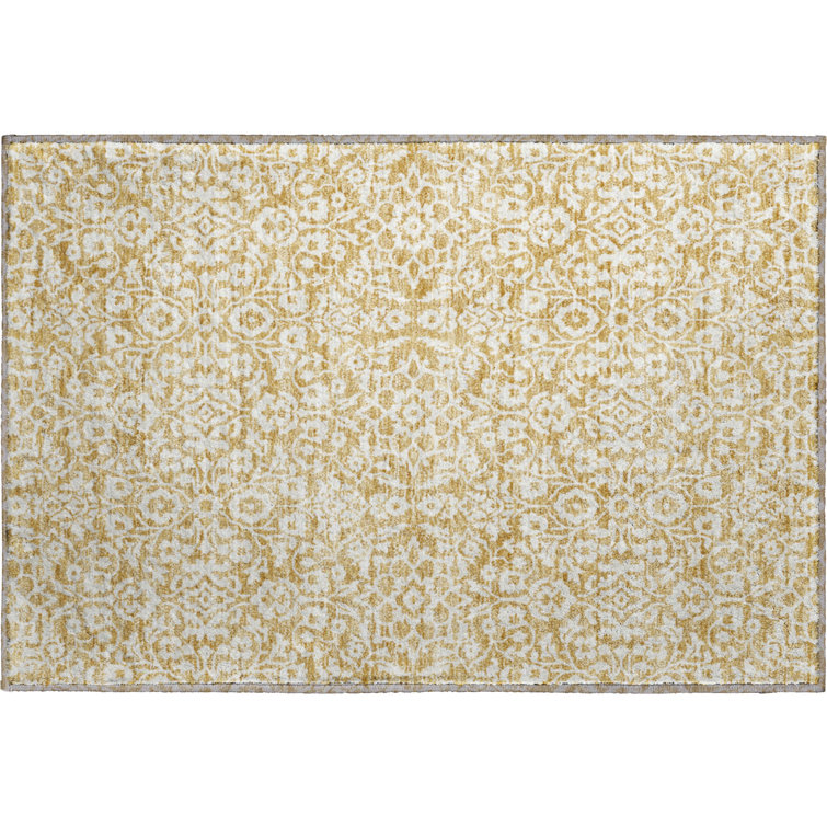 Premium Machine Washable Prisco Gold Rug