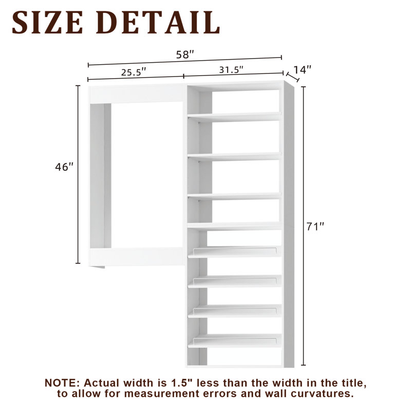 Modular Closet System, Versatile and Customizable Walk-In Design for Efficient Storage and Organization, 58" Wide