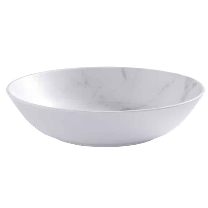 Marble White Matte Round Plastic 36 oz Salad Bowl
