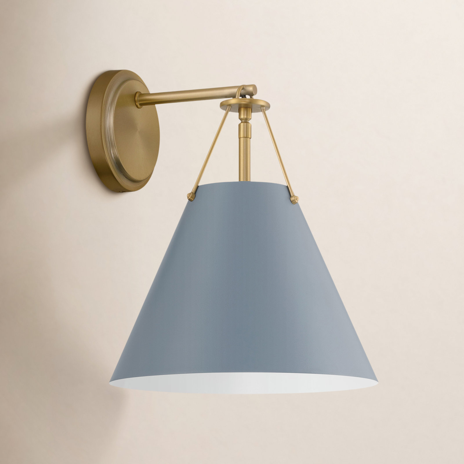 Kinston Single Light Dimmable Armed Sconce, Vibrant Gold, Blue