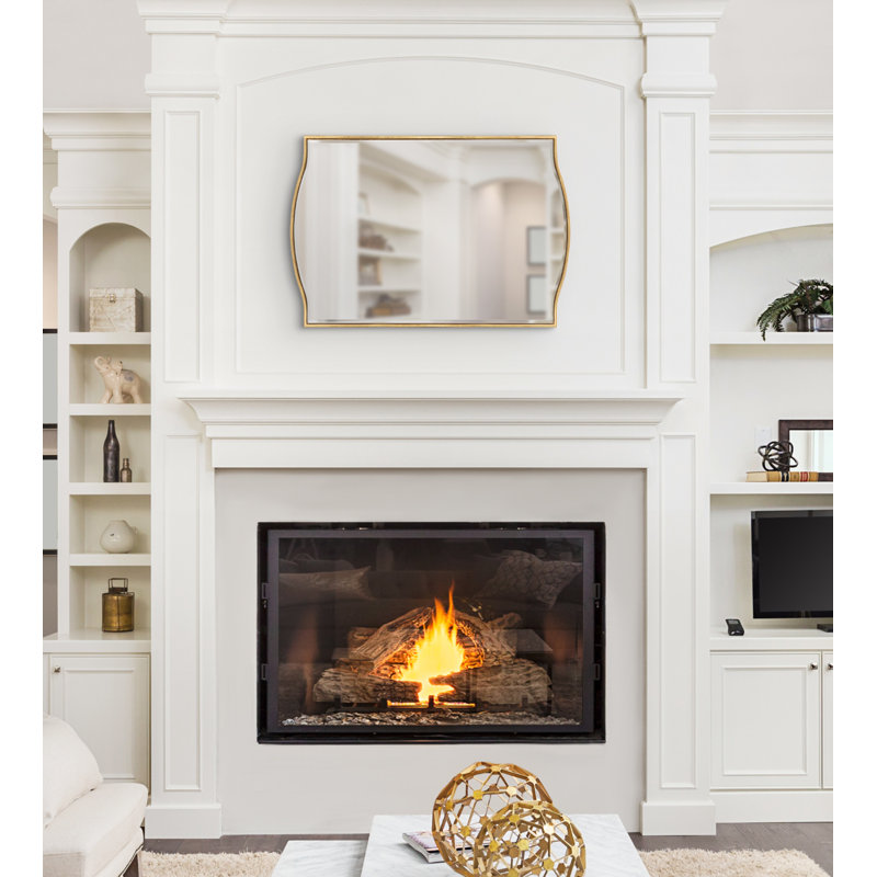 Miroir décoratif biseauté Meagan, 30 po x 20 po, Or