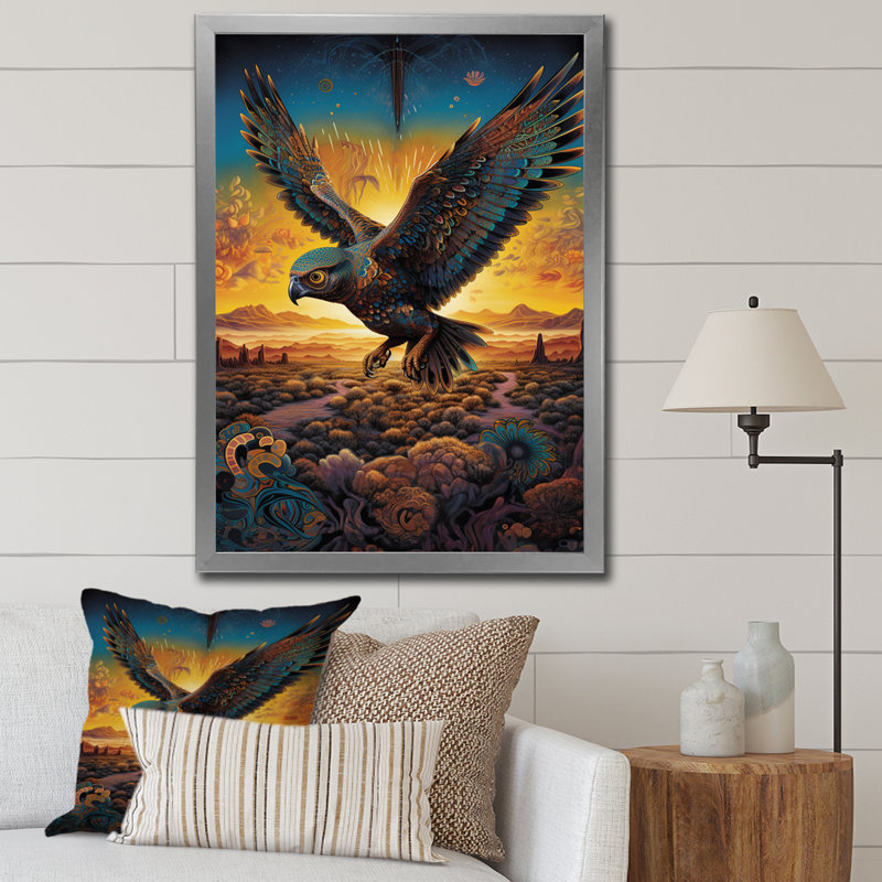 " Majestic Arcane Eagle ", Silver Single Picture Framed, 40" H x 30" W x 1.5" D