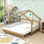 Lit en bois avec barrières rembourrées-293669328