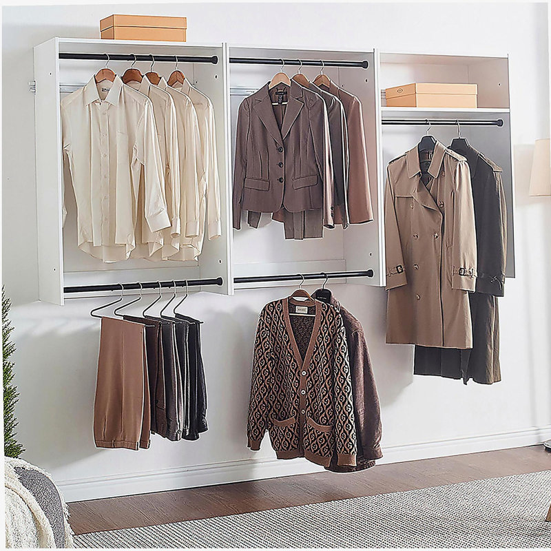 Devi White Wall Mounted Wood Closet System, White