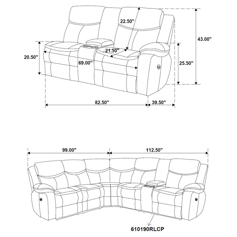 Dark Brown Faux Leather Power Reclining Sectional Sofa with Storage