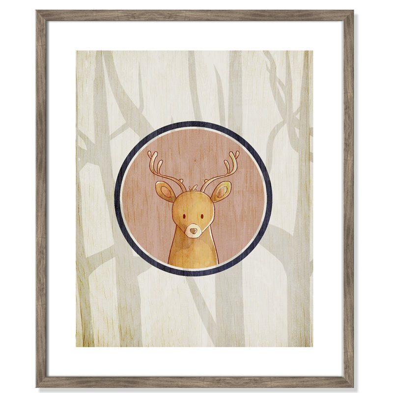 Forest Animals 3' Wall Decal, 24.5" H x 20.5" W x 1.18" D, Grey Barnwood Box Framed
