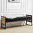 56.7" Boucle Upholstered Bench with PE Rattan Accent Armrest-1361940043