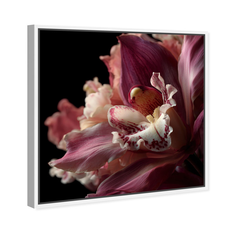 Velvet Labellum Print by Oliver Gal, 17"H x 17"W, White Floater Frame