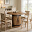 Table de salle à manger ronde de style campagnard de 100 cm (39,37 po), table de cuisine rustique avec pied central en forme de tonneau pouvant accueillir jusqu'à 4 personnes