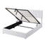 Lit plateforme tapissier avec système de rangement hydraulique - Blanc-551866418