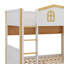 Lit superposé sur le thème de la maisonnette avec tiroirs de rangement, lit superposé en bois avec tablettes de rangement intégrées-802369161