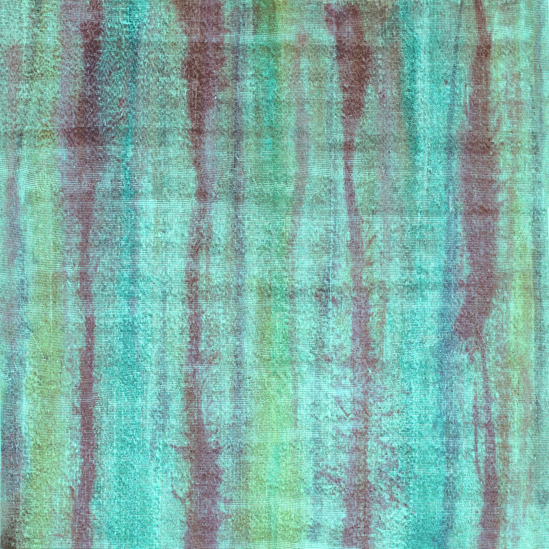 Tapis bleu tissé à la machine Jedicke, Carré 6 pi x 6 pi