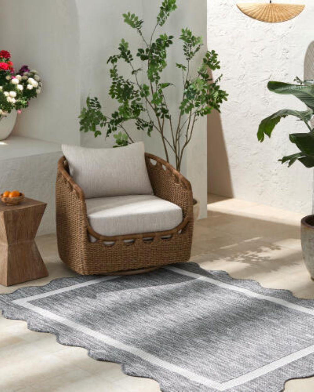 Skiles Checkered Outdoor Rug, Rectangle 6'6.7" x 9'0.3"