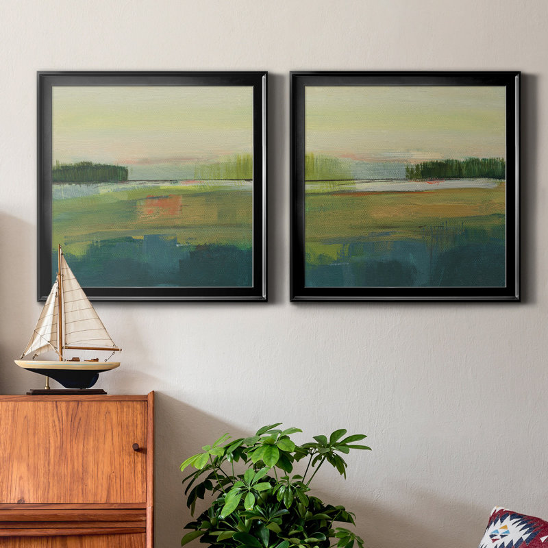 Way to Woodstock I - ensemble de 2 peintures sur toile encadrées, H 26,5 po x l 53 po x P 1,5 po, Noir