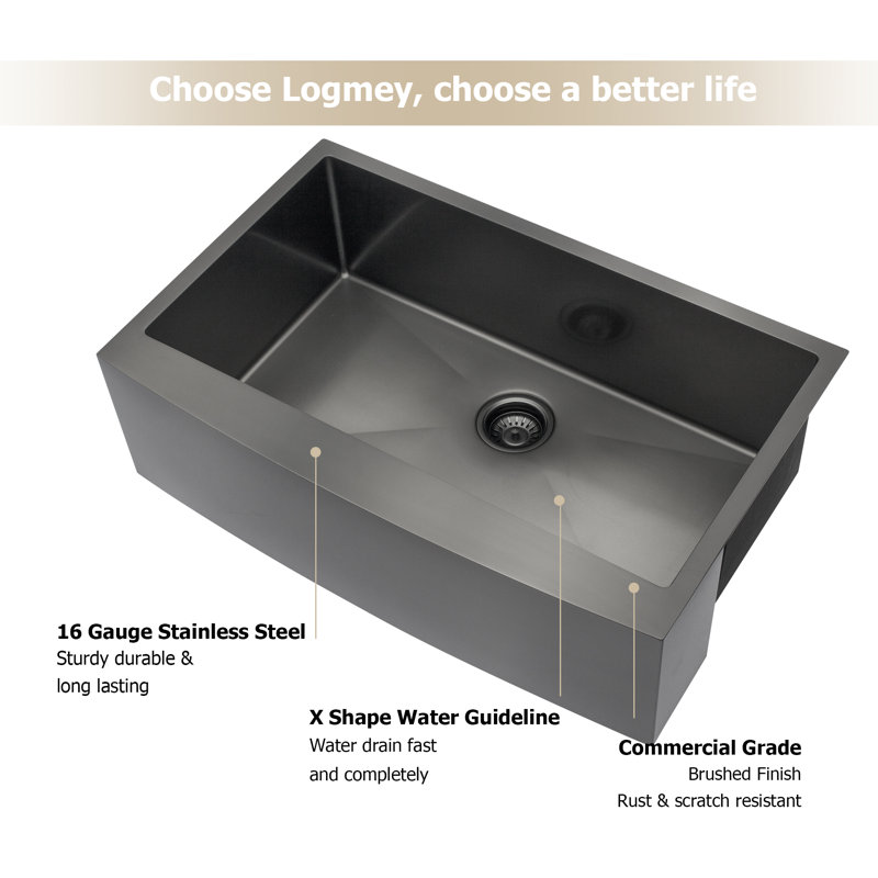 27"L x 21"W Farmhouse Kitchen Sink 16 Gauge Stainless Steel Kitchen Sink Apron Front Single Bowl Sink