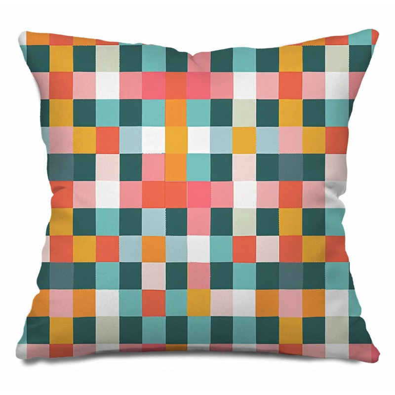 Coussin décoratif réversible en mélange de coton, H 14 po x l 14 po