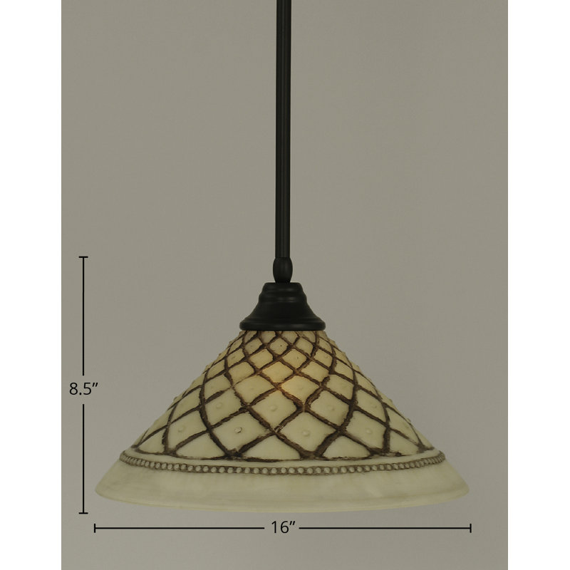 Stem Hung Pendant Shown In Matte Black Finish With 16" Chocolate Icing Glass