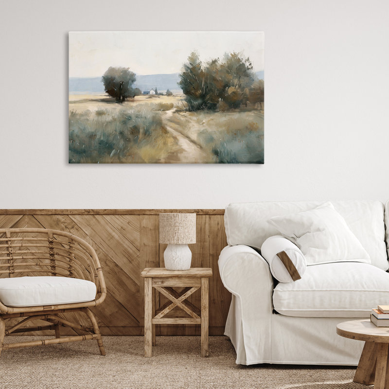 «Winding Path to Distant Barn Canvas», conception par Nina Blue, H 24 po x l 36 po