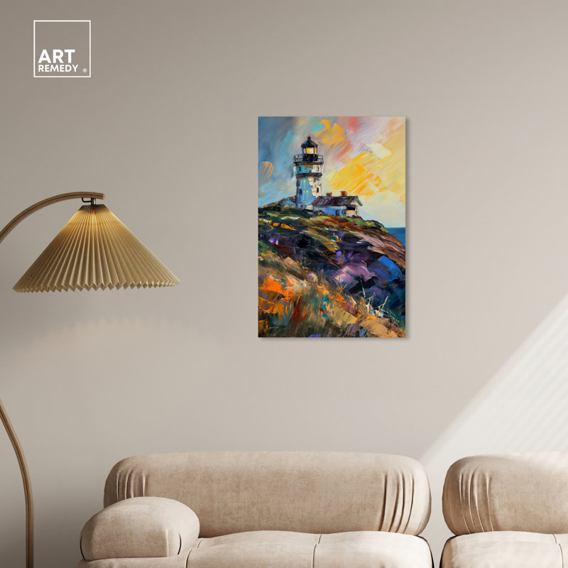 Phare coloré, Toile tendue, H 30 po x l 30 po