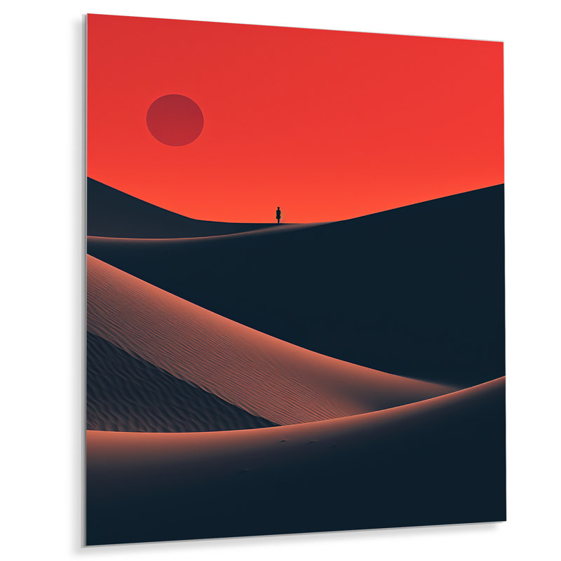 Alone in the Sahara Desert at Sunset V - désert, art mural en métal, H 40 po x l 30 po x P 1,5 po